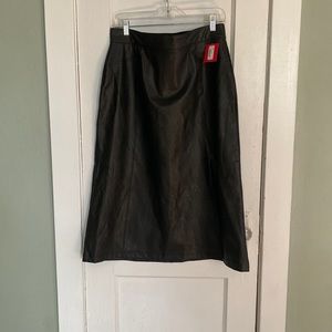 Spanx faux leather midi front slit skirt